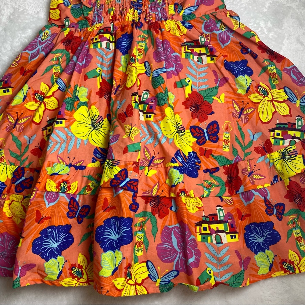 NWOT Disney Encanto Bright Tropical Print Sundress - Orange Floral Size 5/6 - Picture 5 of 11
